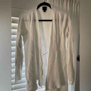 White drapey ribbed sweater